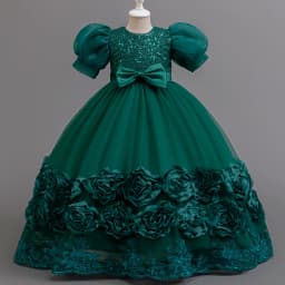 Flower Girl Party Dresses Girls' Long Dress for Wedding Gown 4-12 Years Sequins