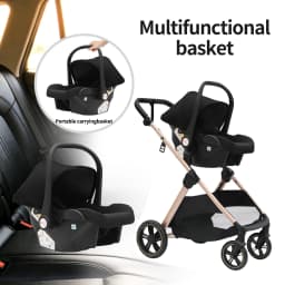 Newborn Baby Stroller Pram Lightweight Foldable Compact Reversible Travel Stroller High Landscape Four Wheel Buggy Large Storage Basket One Foot Brake Breathable Canopy Aluminum Frame Easy Push Easy Fold for Infant Toddler Daily Use and Travel
