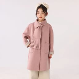 Children 100% Wool Double-Faced Coat with Scarf Collar Unlined Long Winter Overcoat Warm Soft Outerwear Kids Long Coat Handmade