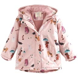Girls' Softshell Jacket with Fleece,Children's Transition Coat,Windproof Waterproof Rain Jacket,Hood Cartoon Kids Winter Outfits
