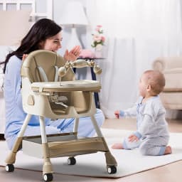 OWJHE Multi-functional folding Baby Seat Toddler Eating Chair Baby High Chair for Dinner Baby Feeding Chair with 4 Wheels