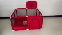 Baby Playpen, Children's Playpen, Baby Ball Pit, with Basketball Hoop, 126x126x66cm and as a Walking Aid