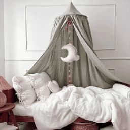 Kids Bed Canopy Cotton Linen Cover Net Baby Crib Reading Nook Curtain Nursery Room Decor Hideaway Hanging Round Tent