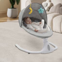Gray Floor-mounted Automatic Swing Electric Baby Rocking Chair Three-point Harness Holds for Babies Aged 0 To 18 Months