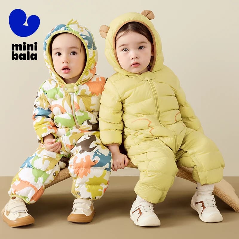 Mini Bala Kids Down Romper Winter Windproof Waterproof Cute Warm Jumpsuit