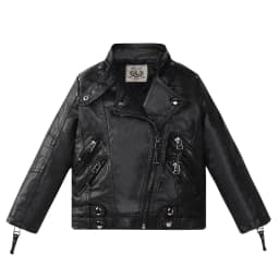 Luxury Kids Children Spring Autumn Leather Jacket for Tweens Girls Casual PU Coat Black Red Pink Color Leather Clothing 2-14 Y