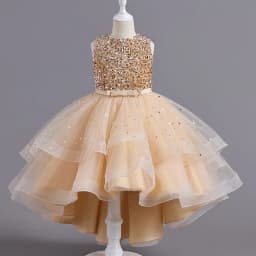 Summer Sequins Bow Party Dress For Girl Christmas Costume Elegant Wedding Princess Girls Dresses Lace Birthday Prom Gown Evening