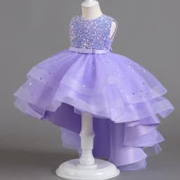 Summer Sequins Bow Party Dress For Girl Christmas Costume Elegant Wedding Princess Girls Dresses Lace Birthday Prom Gown Evening