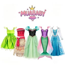 Muababy Fairy Tale Princess Gown for Girls Holiday Party Costume Halloween Carnival Outfit Kids Aurora Elsa Style 2-8Y Vestido