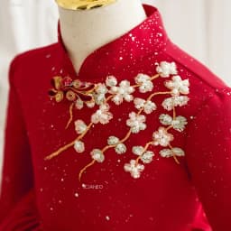 Red Chinese Cheongsam Dress Baby Girls First Birthday PartyChildren Princess Formal Banquet Dress Gown Long Sleeve Flower Girl