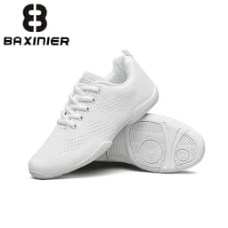 BAXINIER Youth White Lace Up Sneakers Lightweight Breathable Knit Casual Sport Shoes Kids Comfort Daily Walking