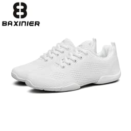 BAXINIER Youth White Lace Up Sneakers Lightweight Breathable Knit Casual Sport Shoes Kids Comfort Daily Walking