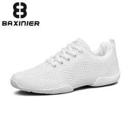 BAXINIER Youth White Lace Up Sneakers Lightweight Breathable Knit Casual Sport Shoes Kids Comfort Daily Walking
