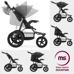 Moby-System Children's Trolley Mountain Running Walk Off-Road Large Pumping Wheels 0M + Folding 5-Point Belts
