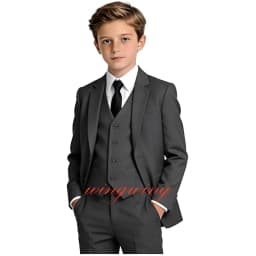 Boy's Tuxedos Toddler Formal Suits 3 Piece Set Kids Solid Color Slim Fit Suit for Wedding Party