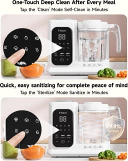 2 in 1 Automatic Baby Food Maker Steamer Blender BPA Free Borosilicate Glass Smart Touch Control Infant Food Processor One Step Steam Blend Baby Puree Grinder Multifunctional Easy Clean Baby Supplementary Food Cooking Machine