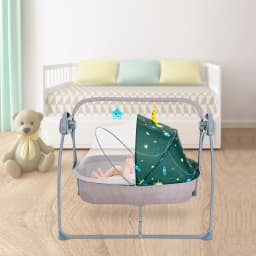 25kg Load Electric Baby Cradle, 5 Swing Speeds Auto Infant Swing Bed, Timing Control Newborn Soothing Rocker, Portable Baby Sleeping Bouncer, Multifunctional Kid Lullaby Cradle Chair