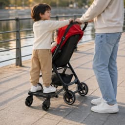 Universal Stroller Board for 2 Kids Adjustable Baby Scooter Attachment for 3-7 Years 25kg Load Capacity Sturdy Ride-On Step for Twin Siblings Family Travel Essential