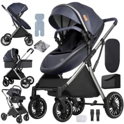 3 in 1 Stroller Baby Stroller Baby Car Luxury High Quality High Landscape Lightweight Portable Foldable Travel Pram Multi Functional Stroller with Baby Car Seat Mattress and Storage Bag Fashion Casual Shopping Cart 
