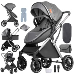 3 in 1 Stroller Baby Stroller Baby Car Luxury High Quality High Landscape Lightweight Portable Foldable Travel Pram Multi Functional Stroller with Baby Car Seat Mattress and Storage Bag Fashion Casual Shopping Cart 