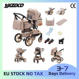 3‑In‑1 High Seat Adjustable Baby Stroller Package, Summer Cool Air‑Permeable Fabric, Ultra‑Light Aerospace Aluminum Frame, With Infant Safety Car Seat, Collapsible Lightweight Travel Pushchair