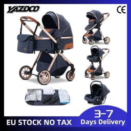 3‑in‑1 Luxurious Elevated‑View Baby Stroller with Infant Car Seat, Portable Folding Travel Pram, Aluminum Frame, Breathable Mesh Seat, Multi‑Position Reclining for Newborns