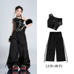 Girls K-pop Cool Crop Top Hot Pants Kids Jazz Shorts Dance Culottes Clothes Sets Children Hip Hop Streetwear Girl Group Costumes
