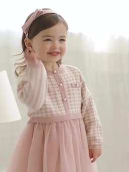 Dave Bella Children's Fake Two piece Dress Autumn Charm Gentle Cute Girls' Pink Mesh Princess Dress Party Outdoor DB3253125