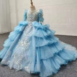 Txjojn New Luxury Embroidery Beads Pearls Dresses For Girls Birthday Party Glitter Sequined Lace Ball Gown Stage Performance