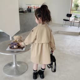 2025 Spring Autumn New 2 3 4 5 6 7 8 9 10 12 Years Children Outerwear Coats Baby Kids Girls Medium Long Slim Waist Trench Jacket