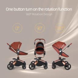 Luxury Baby Stroller 3in1 Pram Carriage PU Leather High Landscape Rotating 360° Trolley Car Pushchair for Newborns