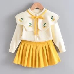 Bear Leader Baby Girls Clothes Set Autumn Winter Cartoon Grape Clothing Set New Kids Knitted Sweet Outfit Children Clothes Suit