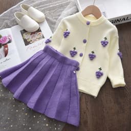 Bear Leader Baby Girls Clothes Set Autumn Winter Cartoon Grape Clothing Set New Kids Knitted Sweet Outfit Children Clothes Suit