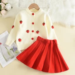 Bear Leader Baby Girls Clothes Set Autumn Winter Cartoon Grape Clothing Set New Kids Knitted Sweet Outfit Children Clothes Suit