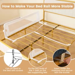 Foldable Bed Rail for Toddlers, 152cm Swing Down Baby Bed Guard Rail with Adjustable Safety Strap, Universal Kids Bedrail Guard