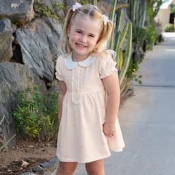 Dave Bella Girls Cotton Dress Autumn Spring Short Sleeve Kids Gentle Soft Dresses Outdoor Pink Sweet Children Clothing DB2252215