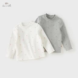 Dave Bella Girls' Long Sleeve T-shirt Autumn Winter Baby Girls' Soft Comfortable Shirt Children's Trendy Outing Top DB4253810