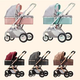 3-in-1 Shock-absorbing Baby Stroller Suitable for 0-3 Years Old Multifunctional Baby Stroller with Car Seat, Two-way Push