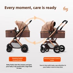 3-in-1 Shock-absorbing Baby Stroller Suitable for 0-3 Years Old Multifunctional Baby Stroller with Car Seat, Two-way Push