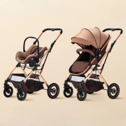 3-in-1 Shock-absorbing Baby Stroller Suitable for 0-3 Years Old Multifunctional Baby Stroller with Car Seat, Two-way Push