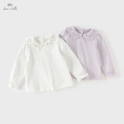 Dave Bella Children Cotton T-shirts Girls Clothing Spring Autumn Baby Casual Bottoming Tops Kids Long Sleeve Pullover DB1260230