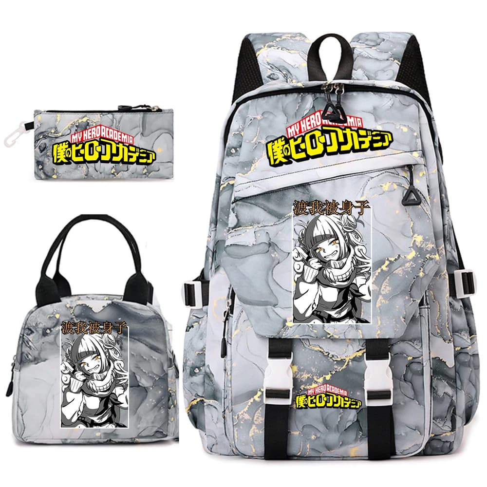My Hero Academia Toga Himiko Print Student Backpack Lunch Bag Pencil Case Set for Girls School Supplies