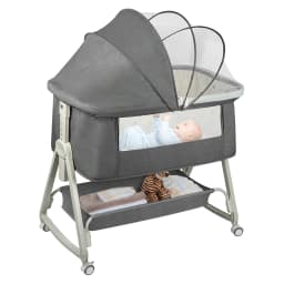 Independent baby bed, Cododo with mattress, co-sleep, newborn 25 kg. Height and Inclination adjustable, 4 wheels, breathable design, gray/black/khaki/Blue