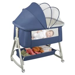 Independent baby bed, Cododo with mattress, co-sleep, newborn 25 kg. Height and Inclination adjustable, 4 wheels, breathable design, gray/black/khaki/Blue