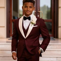 Boys Wedding Tuxedo with White Peak Lapel 3 Pieces Child Suit Set Jacket with Pants Vest Contrast Design Kids Outfit for Prom