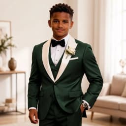 Boys Wedding Tuxedo with White Peak Lapel 3 Pieces Child Suit Set Jacket with Pants Vest Contrast Design Kids Outfit for Prom