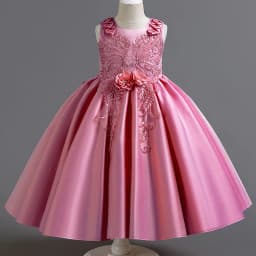 Summer New Girl's Sleeveless Sticker Party Princess Dress Birthday Wedding Children's Day School Graduation Evening Dress