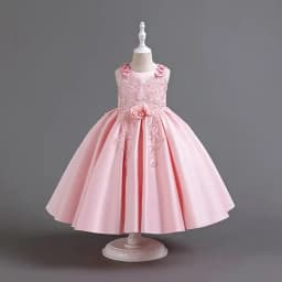 Summer New Girl's Sleeveless Sticker Party Princess Dress Birthday Wedding Children's Day School Graduation Evening Dress