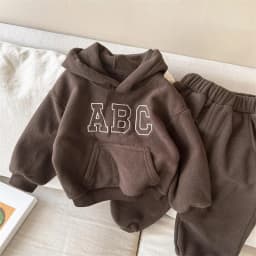 New Alphabet children's autumn and winter fleece casual suit, boys' and girls' hoodie small children's puller