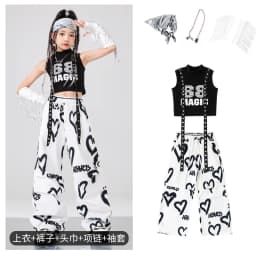 Girls K-pop Crop vest Top Love Pants Street Dance Skirts Kids Hip Hop Streetwear Children Jazz Costumes Girl Group Clothes Sets
